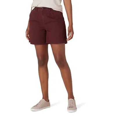 Lee Heritage Women's Bonfire Burgundy Red High Rise 6  A-Line Shorts MANY SIZES • $14.85