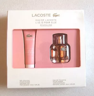 Lacoste L.12.12 POUR ELLE Natural Spray 30ml & Shower Gel 50ml Gift Set Lady NEW • £25