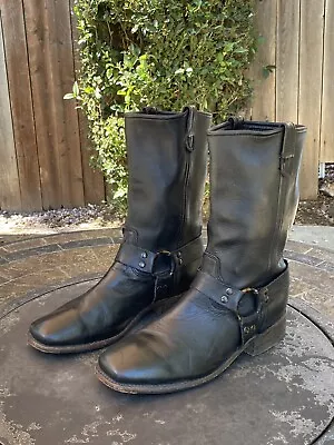 VINTAGE SHOE CO. Black Leather Moto Harness Boots Mens Size 11 M USA Made • $100