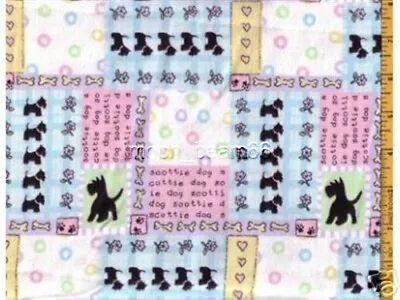 1 Yard 33 Inches Scotties Dog Bones Flowers Patch Cotton Flannel Fabric • $18.25