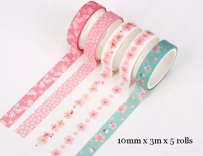 $4.80 • Buy Japan Washi Tape  - Sakura Blossom 5 Rolls Set 10mmx3mx5rolls MT427