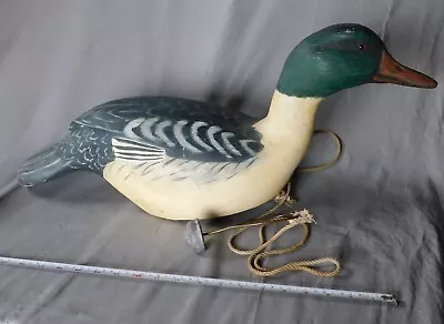 Vtg. American Hand Carved Duck Decoy Signed Charles Brisky 1965 Mallard Drake • $175