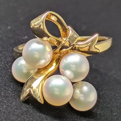 872 Mikimoto Akoya Pearl Ring 18k Yellow Gold Made In Japan Us5.5 1992~2010s • $380