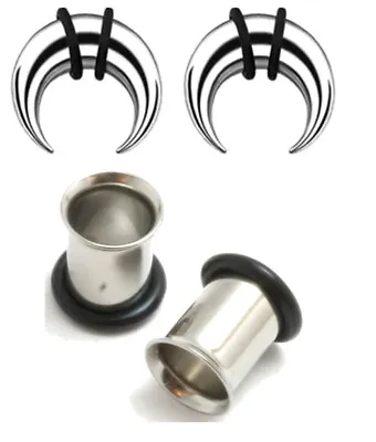 2 Pairs Steel Pinchers Tunnels Ear Plugs Buffalo Tapers Horseshoes Gauges Metal • $12.49