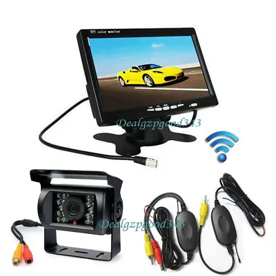 7  LCD Monitor Vehicle Car Rear View Kit + 18IR Wireless Reversing Backup Camera • $50.49
