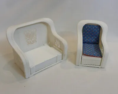 Vintage (1983) Barbie Dream Cottage White Plastic Wicker Loveseat Chair | Mattel • $14.99