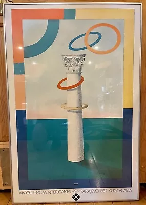 Mint Original Milton Glaser XIV Olympic Winter Games Sarajevo 1984 Poster Framed • $299.99