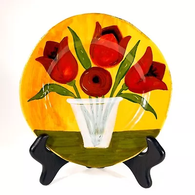 RARE Salad Plate Saras Flowers By VIETRI (ITALY) Tulips Discontinued Replacement • $47.49