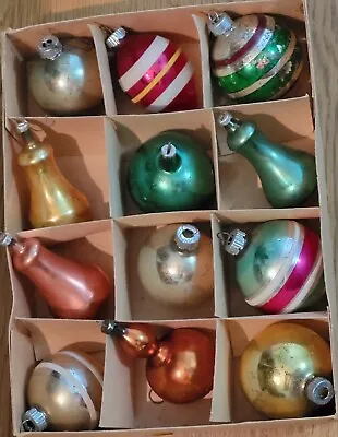 12 Vintage Shiny Brite Glass Ornaments Mercury Glass Christmas • $45