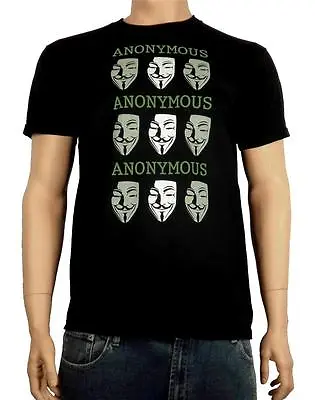 Anonymous Mask T-Shirt - Guy Fawkes V For Vendetta Disobey Hacker - S To 3XL • £12.95