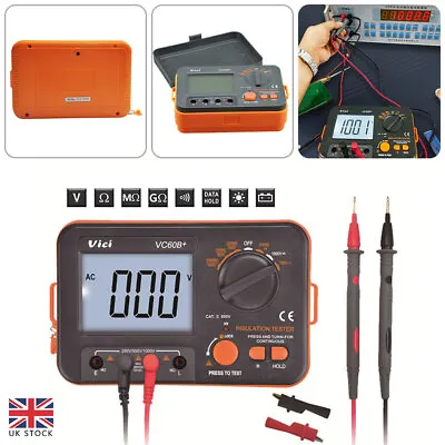 VC60B+ Digital Insulation Resistance Tester Megger Meter Tool 1000V 0.1~2000MΩ • £42.99