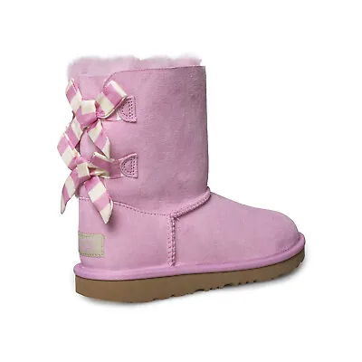 Ugg Bailey Bow Ii Striped Lipgloss Suede Boots Sheepskin Youth 3 Fit's Women's 5 • $90.99