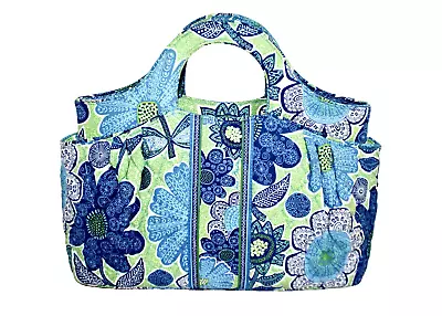 VERA BRADLEY Abby Tote Double Top Handle Zip Daisy Doodle Blue Green Floral • $36