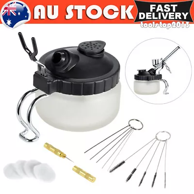 KKmoon Airbrush Cleaning Pot Glass Air Brush Holder Clean Paint Jar Bottle Kit • $22.99