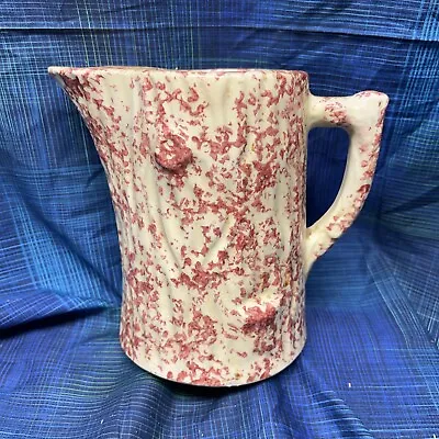 Morton Pottery Tree Bark Trunk Red Sponge Pitcher Stoneware Vintage Primitive • $20