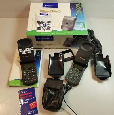 Lot Of 2 Vintage Motorola StarTac 3000 Cellular  Phone With Box - MOVIE PROP! • $85