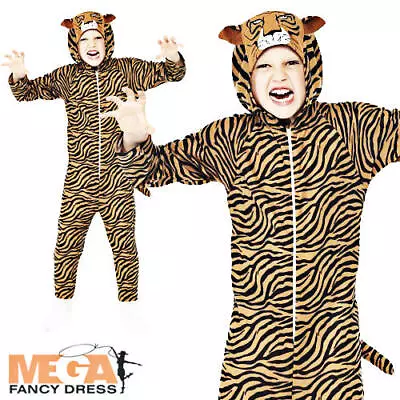 Jungle Tiger Kids Fancy Dress Zoo Safari Animal Boys Girls Book Day Costume • £13.99