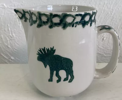 Folk Craft Moose Country By Tienshan Creamer Cup Pitcher Green Sponge 4  Tall • $10