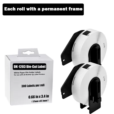 2Roll 2/3 X3-7/16  DK-1203 Compatible For Brother QL-1050 QL-720NW 300 Label P/R • $14.99