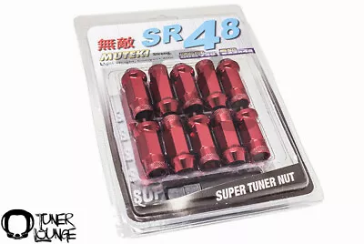 Muteki SR48 Red 12X1.25 48mm Extended Open Ended 20 Pcs Lug Nuts Set Cone Seat • $50