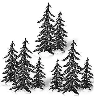  8 Pieces Pine Tree Metal Wall Decor Set Landscape Art Sculpture Rustic Black • $49.58