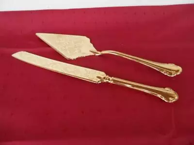 Vintage Gold Plated Sheffield Silver Plate Italy Wedding Cake Knife Cake Server • $88