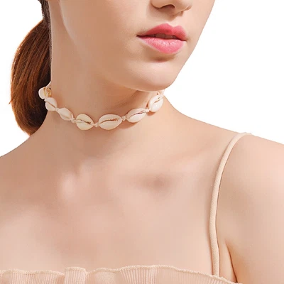 $0.01 • Buy Handmade Shell Link Scallop Chokers Necklace Women Fashion Jewelry (White)