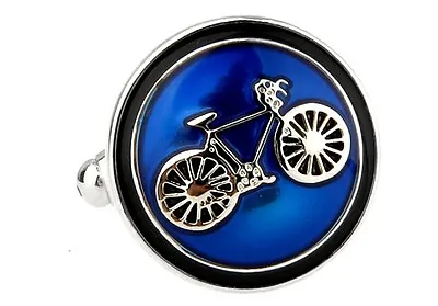 £21.49 • Buy Bike Bicycle Cycling Cyclists Blue Cufflinks Groom Fancy Gift Box Free Ship USA