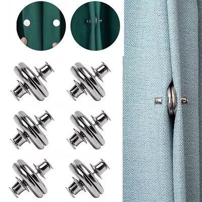 10Pairs Window Decor Screen Free Button Nail Buckle Clips Magnetic Curtain Clip • £7.89
