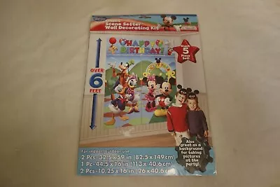 MICKEY MOUSE WALL BANNER DECORATING KIT Giant Scene Birthday Party 5 Pc Over 6ft • $12.99