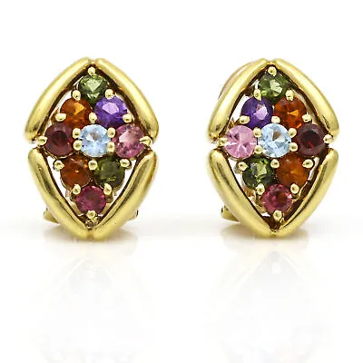 H Stern Multi-Color Gemstone Clip On Earrings In 18k Yellow Gold • $1625