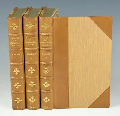 Macaulay Critical And Historical Essays 3 Volumes Fine Binding Zaehnsdorf 1843 • $162.78