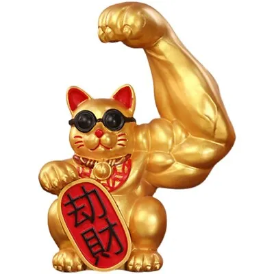 Chinese Lucky Cat Wealth Waving Hand Fortune Welcome Cat Craft Desktop Stand NEW • $10.88
