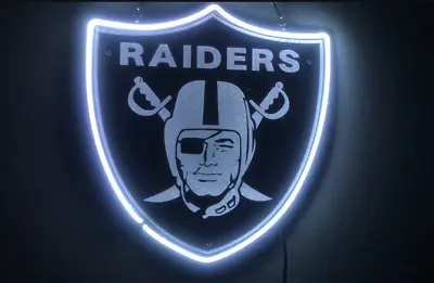 $80.75 • Buy Oakland Raiders Las Vegas Raiders Neon Sign Light Real Glass Team Logo 14 X9 