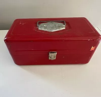 Vintage Metal Victor Tackle Box Full Old Fishing Lures Heddon  Creek Chub • $100