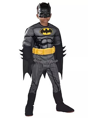 Batman Boys Deluxe Child Muscle Chest Superhero Fancy Dress Costume L (10-12) • £13