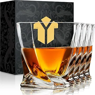 Vintage Bourbon Glasses Barware Tumblers Crystal Whiskey Scotch Rocks Gift Set 4 • $33.90