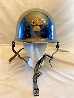 Vintage Steel Pot French  Military Police Helmet And Plastic Liner • $43