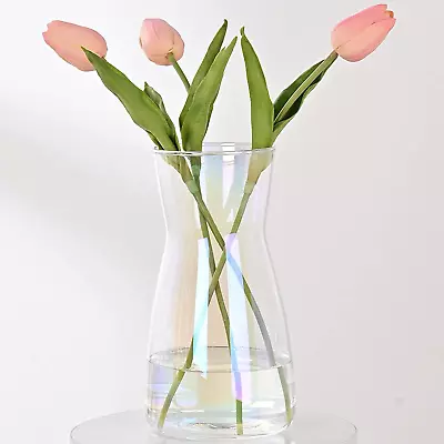 8  Tall Iridescent Glass Vase - For Flowers Centerpieces Home Decor • £13.39