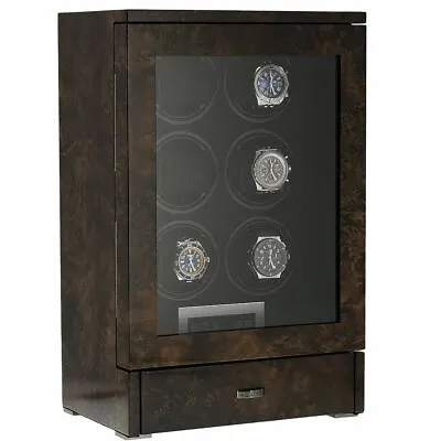 Quad Automatic Watch Winder Dark Burl Wood Finish Tower Series By Aevitas • $1112.80