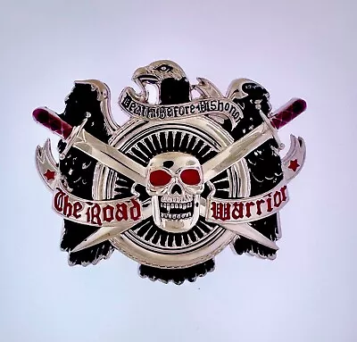 Road Warrior Skull Biker Belt Buckle | American Western Silver Vintage Buckle • $9.99