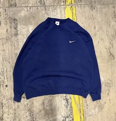 Nike Vintage 90s Crewneck Sweatshirt Mens XL Blue Fade Swoosh • $39.99