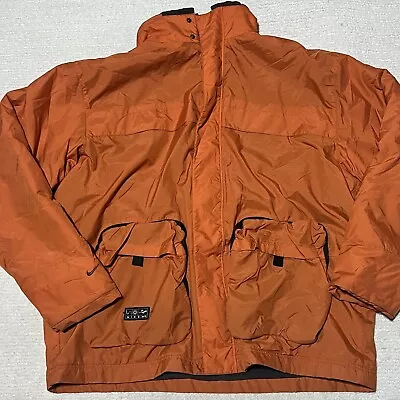 Nike Hooded Orange Full Zip Fleece Snowboard Jacket Mens XL Silver Tab Flaws • $36