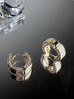 MENS *FREE GIFT WRAP*  HANDMADE 18K Thick Diamond Huggie Earrings By HOHOSIS •  • $29.99