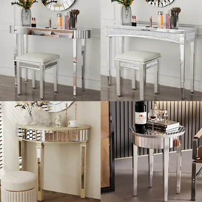 Sleek Mirrored Console Table Silver Antique Floral Storage Side End Accent Table • £169.91