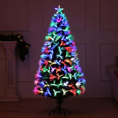 4/5/6/7FT Pre-Lit Fiber Optic Artificial Christmas Tree Colorful Led Light Decor • $11.99
