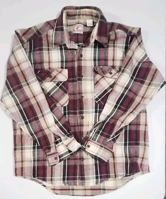 Vintage Prentiss Outdoors Flannel Shirt Men's Large Red Black Plaid • $11.99