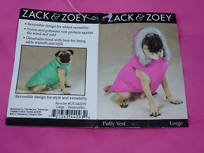DOG/Pet GOLD PUFFY VEST Hood REVERSIBLE  Zack & Zoey Size Large NWT Watermelon • $5.97