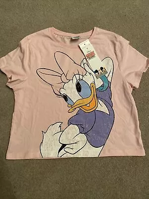 Girls Pink Disney Daisy Duck Cropped T-shirt. Tesco Age 10-11 Years BNWT • £2.50