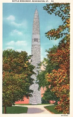 Postcard VT Bennington Vermont Battle Monument 1934 Linen Vintage PC F1345 • $4